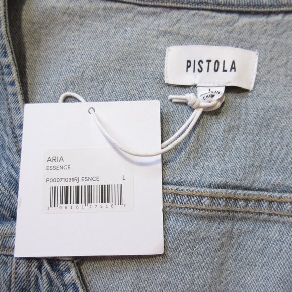 NWT Pistola Aria in Essence Fitted Vest Wide Leg Heavyweight Denim Jumpsuit L - Picture 10 of 11